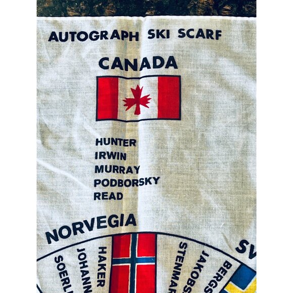 Autograph Ski Scarf Featuring International Flags & Names Vintage - Picture 3 of 5